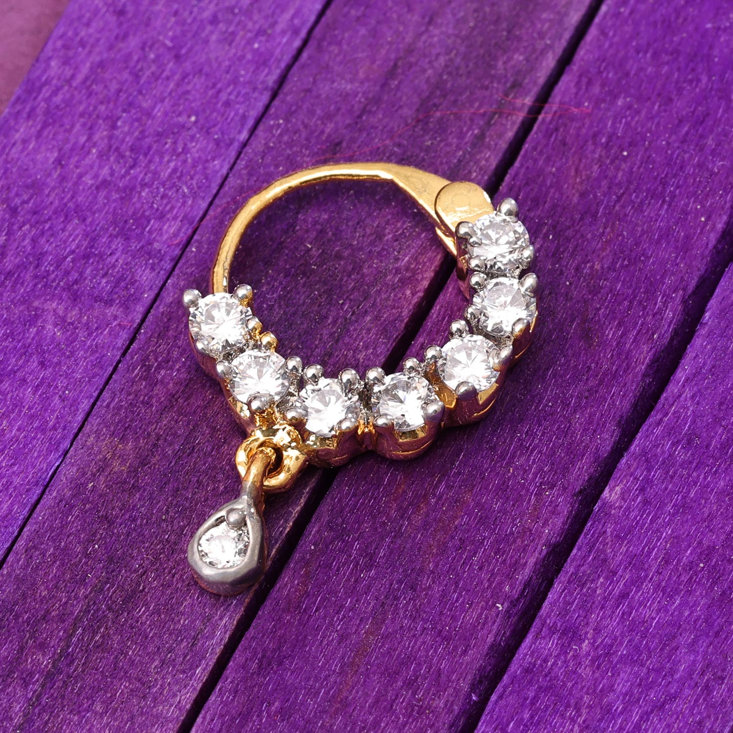 Sukkhi Adorable Golden Gold Plated CZ Nosepin for Women