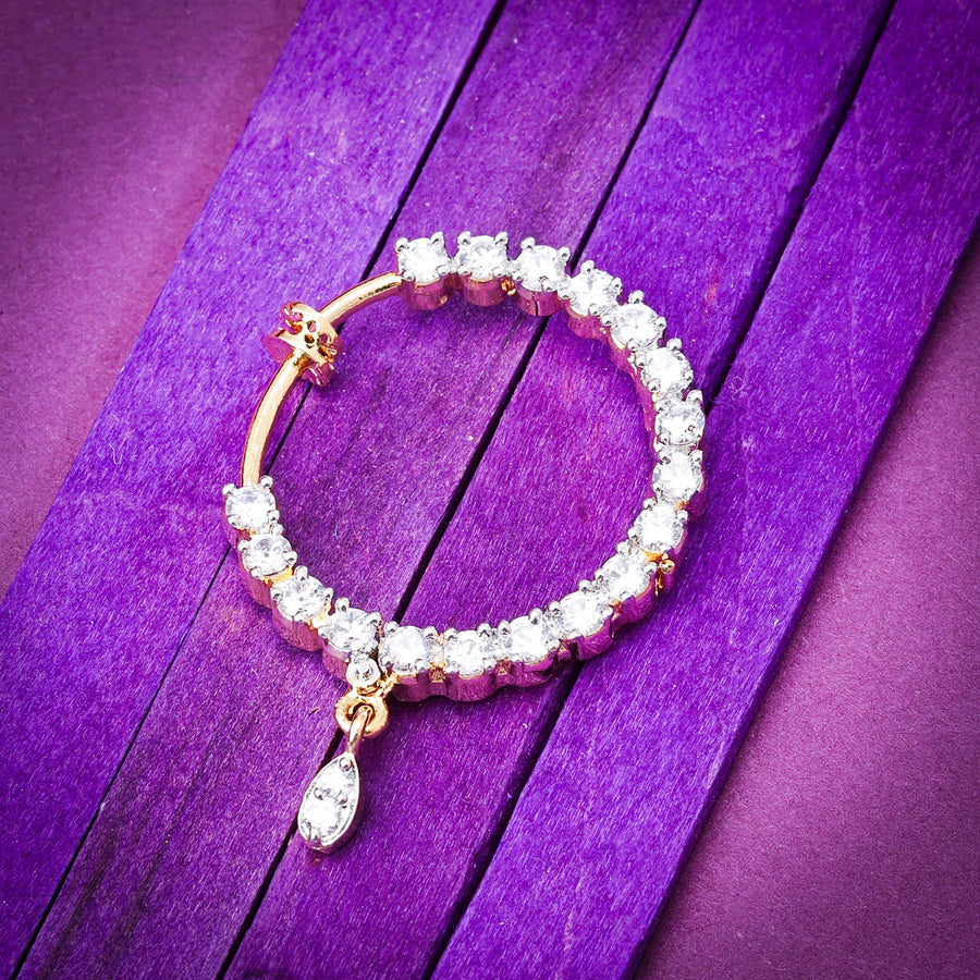 Sukkhi Fancy Golden Gold Plated CZ Nosepin for Women