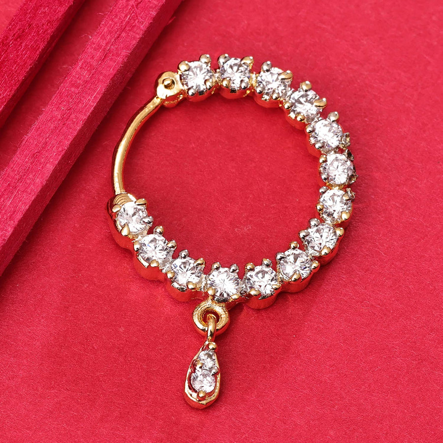 Sukkhi Lovely Golden Gold Plated CZ Nosepin for Women