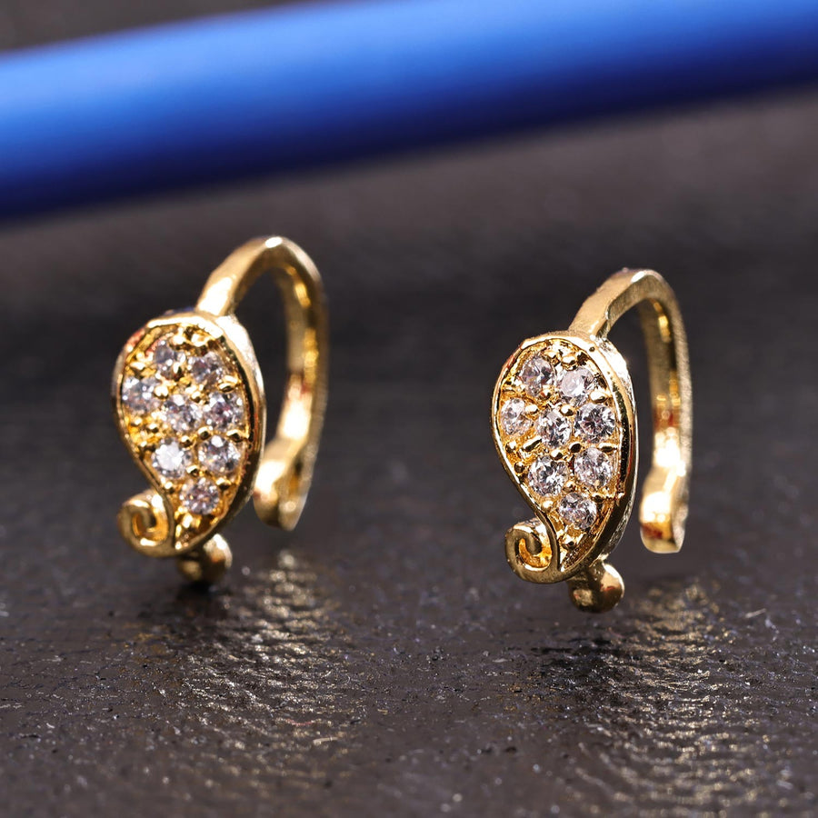 Sukkhi Ethnic Golden Gold Plated CZ Nosepin for Women