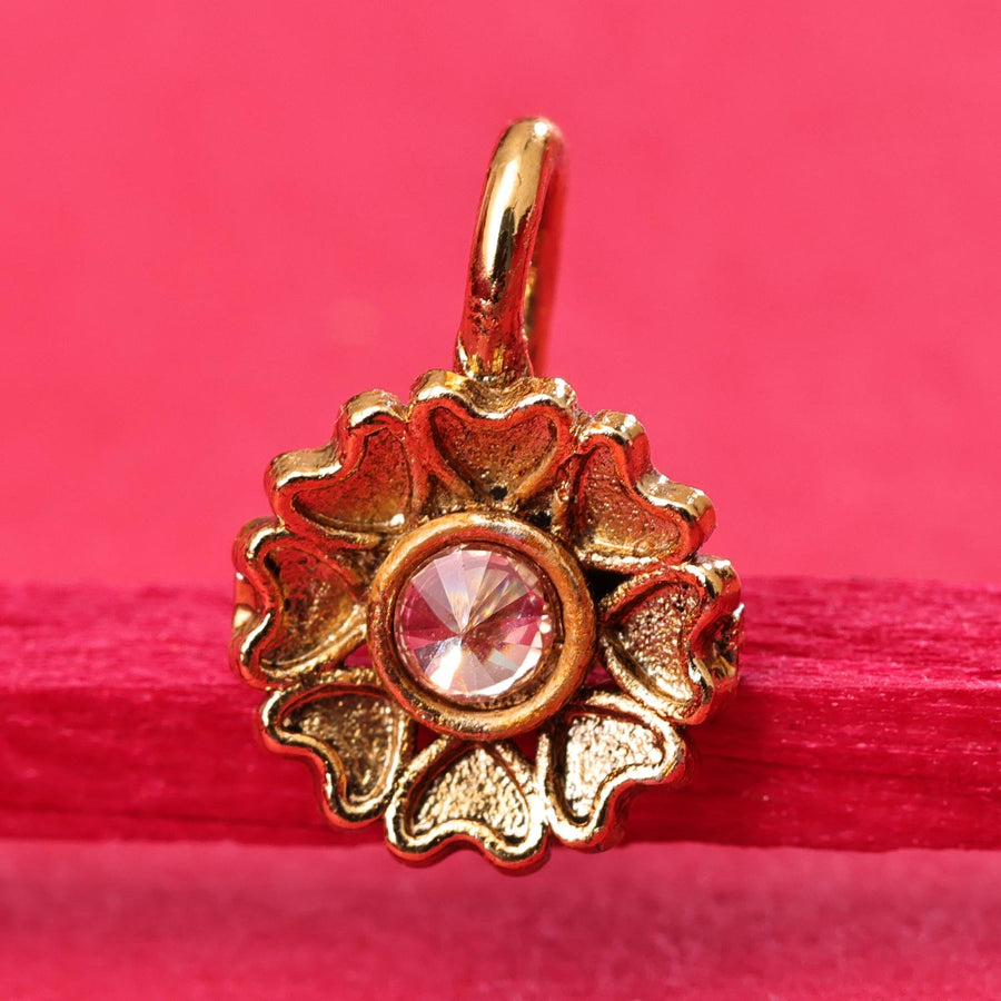 Sukkhi Designer Golden Gold Plated Pearl Nosepin for Women