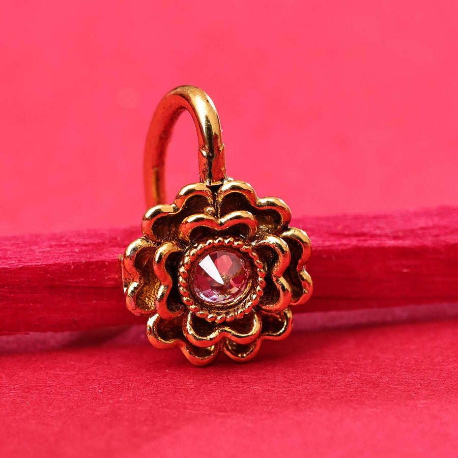 Sukkhi Attractive Golden Gold Plated Pearl Nosepin for Women