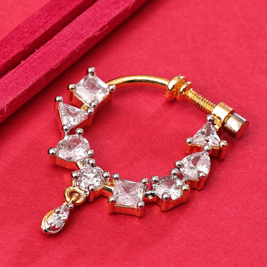 Sukkhi Splendid Golden Gold Plated CZ Nose Ring for Women