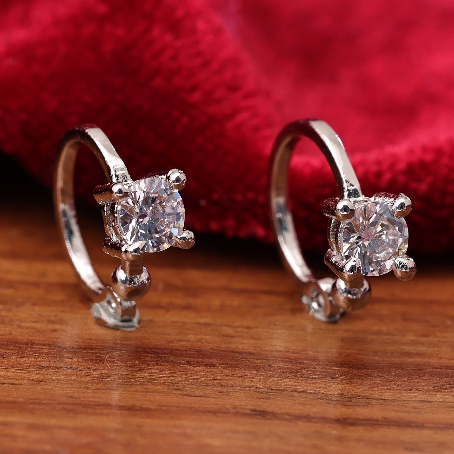 Sukkhi Skparkling Silver Rhodium Plated CZ Nosepin for Women