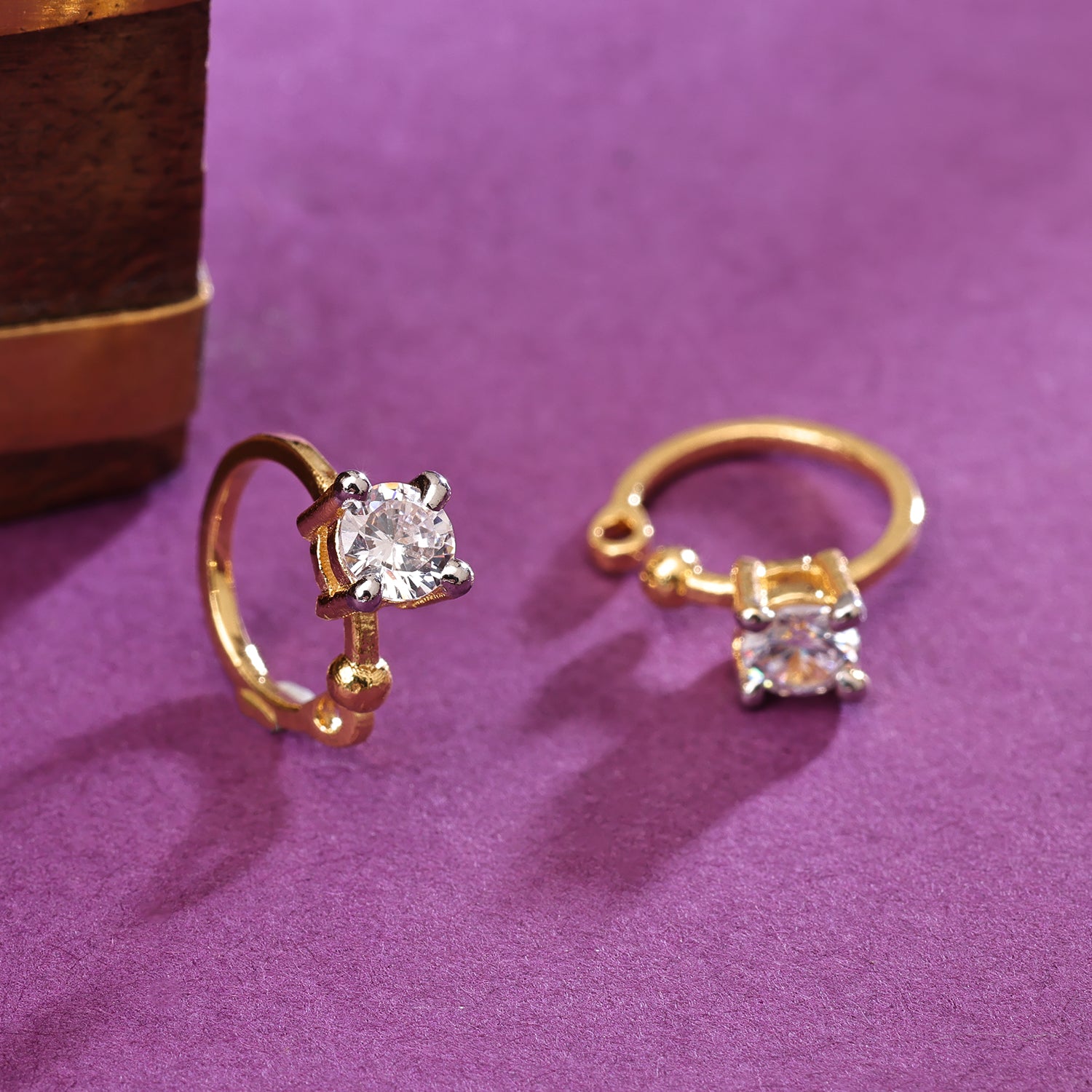 Sukkhi Spectacular Golden Gold Plated CZ Nosepin for Women