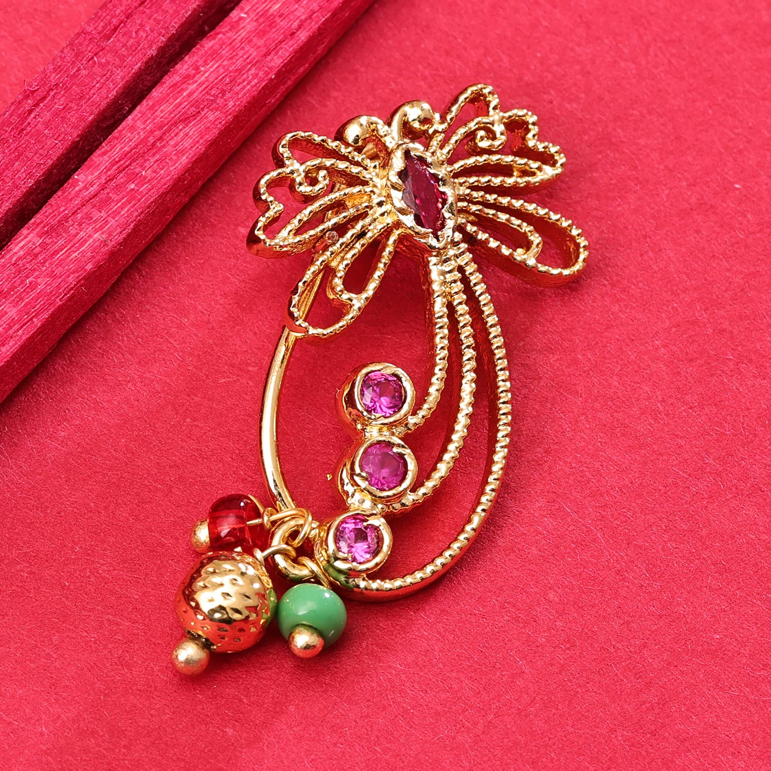 Sukkhi Stunning Golden Gold Plated Pearl Nosepin for Women