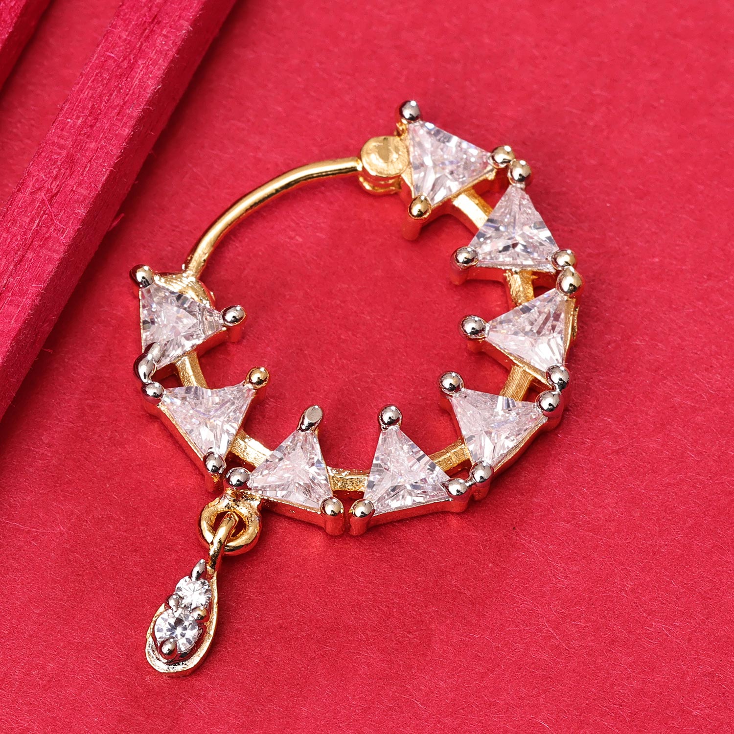 Sukkhi Attractive Golden Gold Plated CZ Nosepin for Women