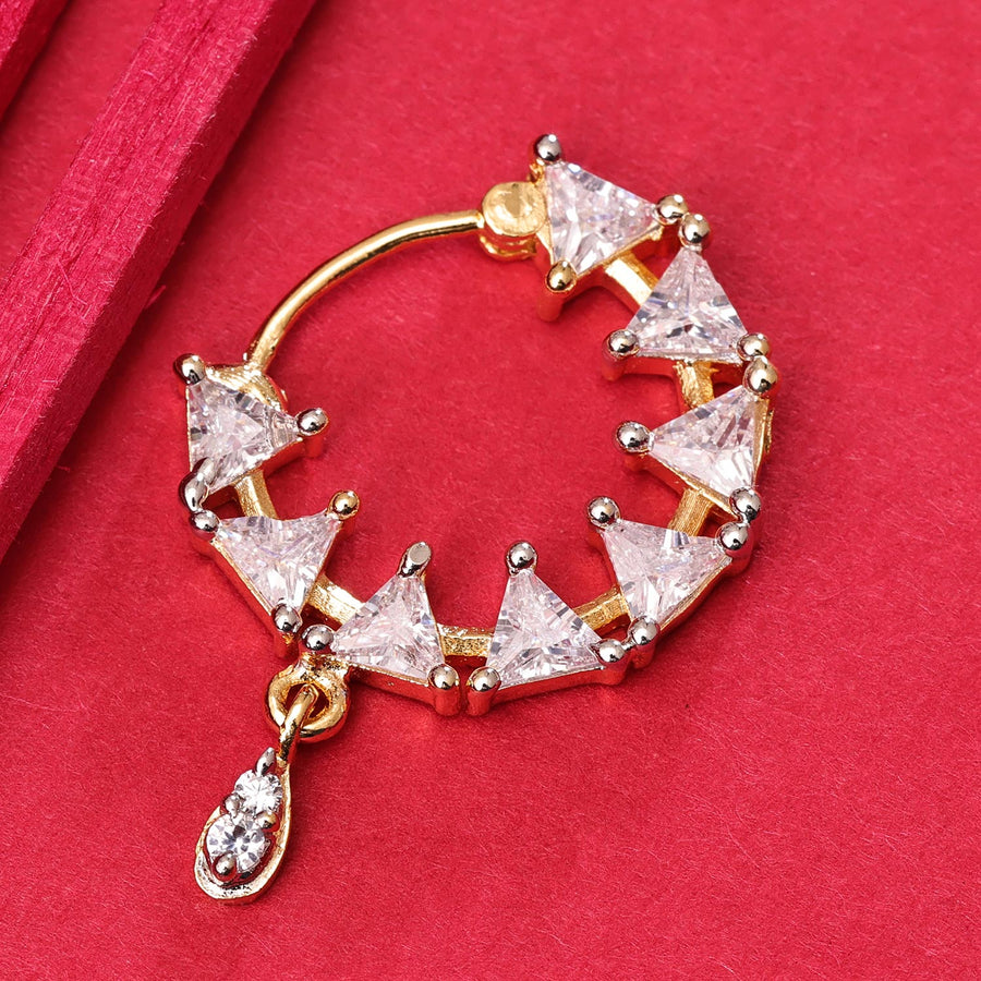 Sukkhi Attractive Golden Gold Plated CZ Nosepin for Women