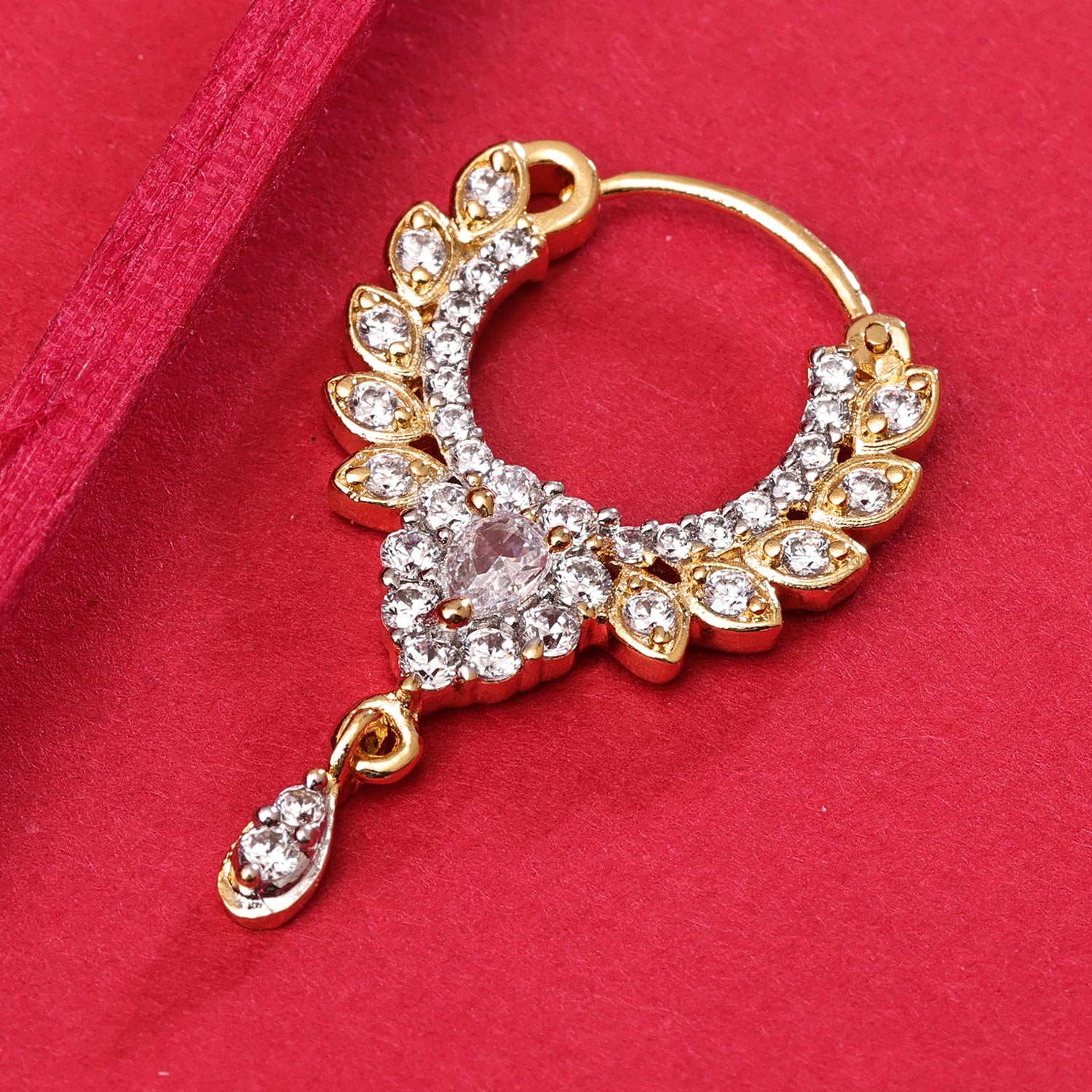 Sukkhi Modern Golden Gold Plated CZ Nosepin for Women