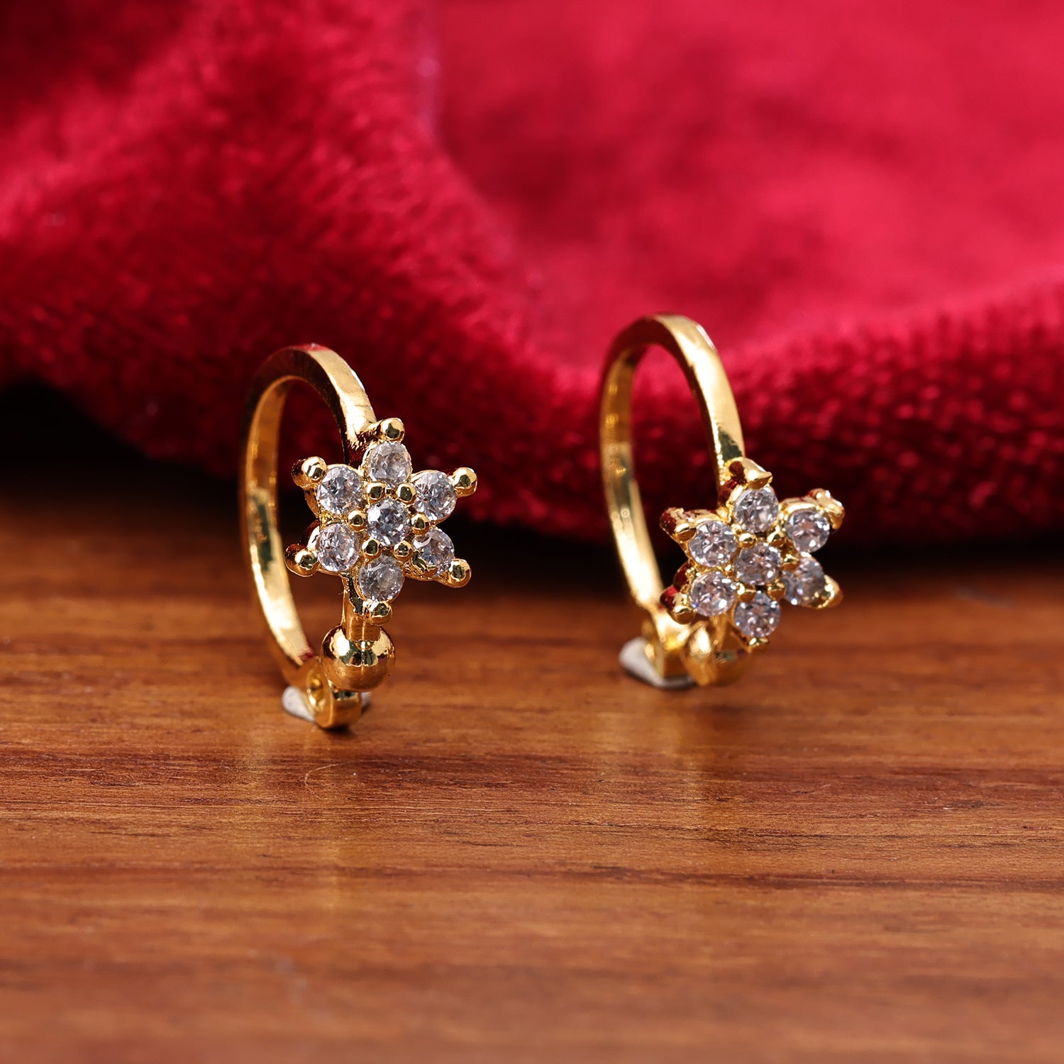 Sukkhi Classic Golden Gold Plated CZ Nosepin for Women