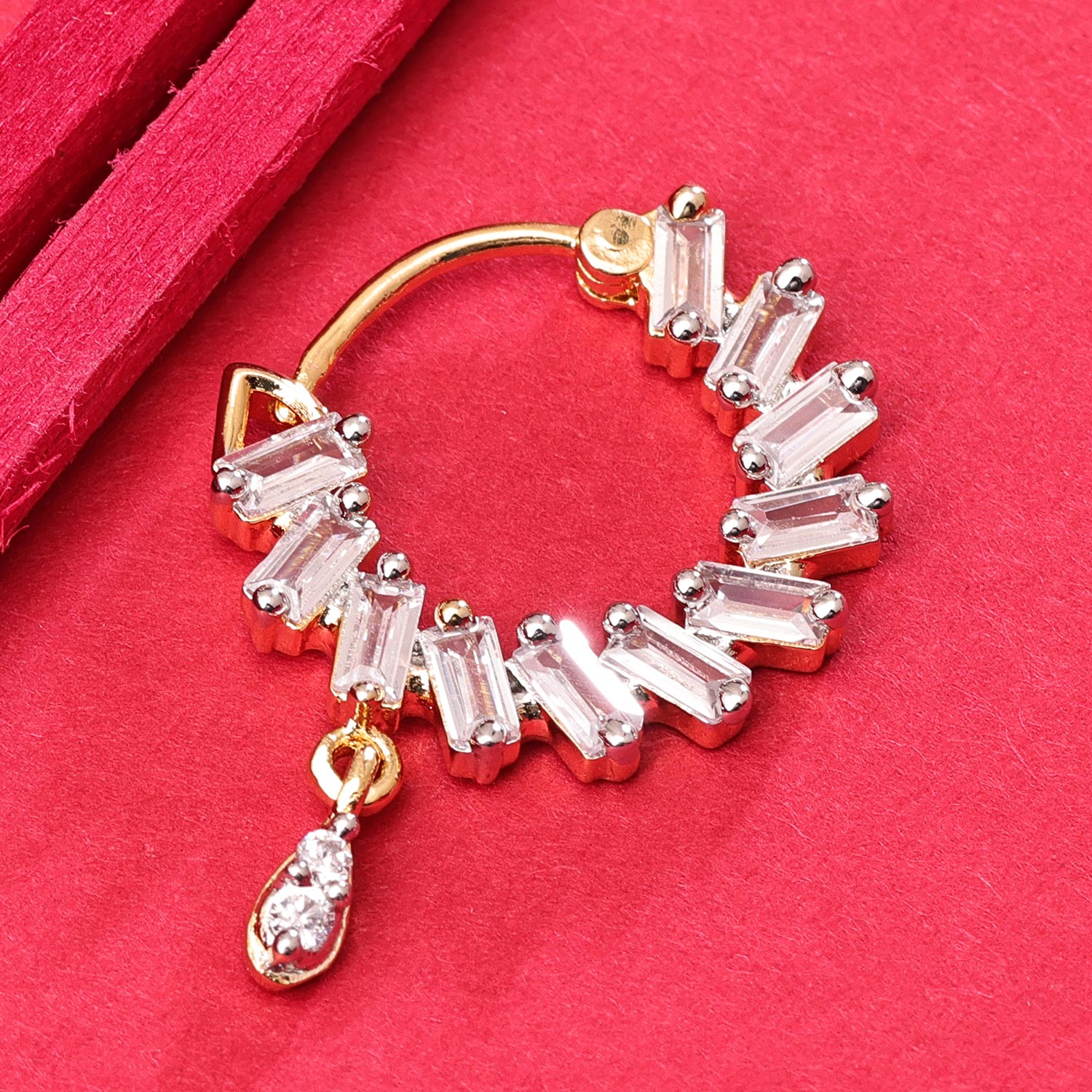 Sukkhi Spectacular Golden Gold Plated CZ Nosepin for Women