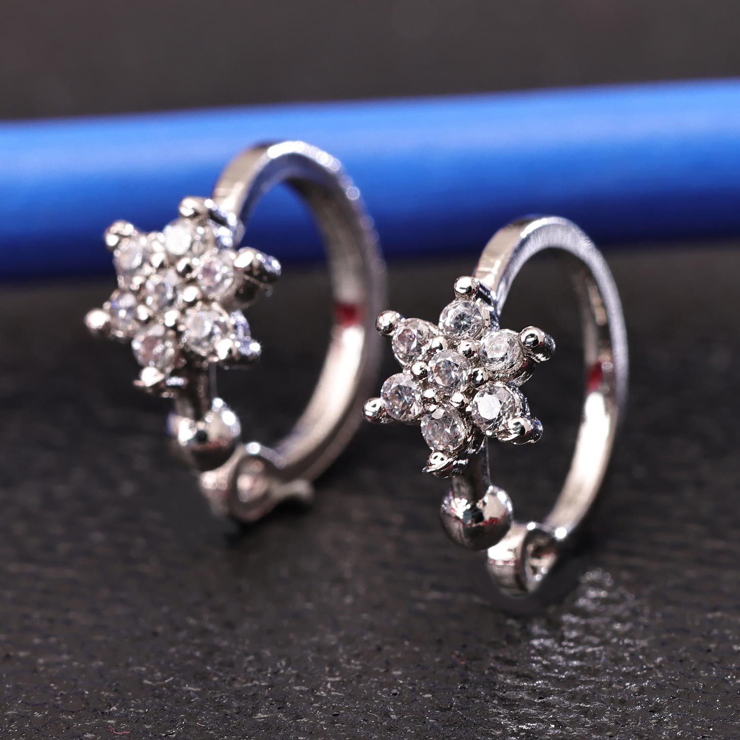 Sukkhi Fancy Silver Rhodium Plated CZ Nosepin for Women