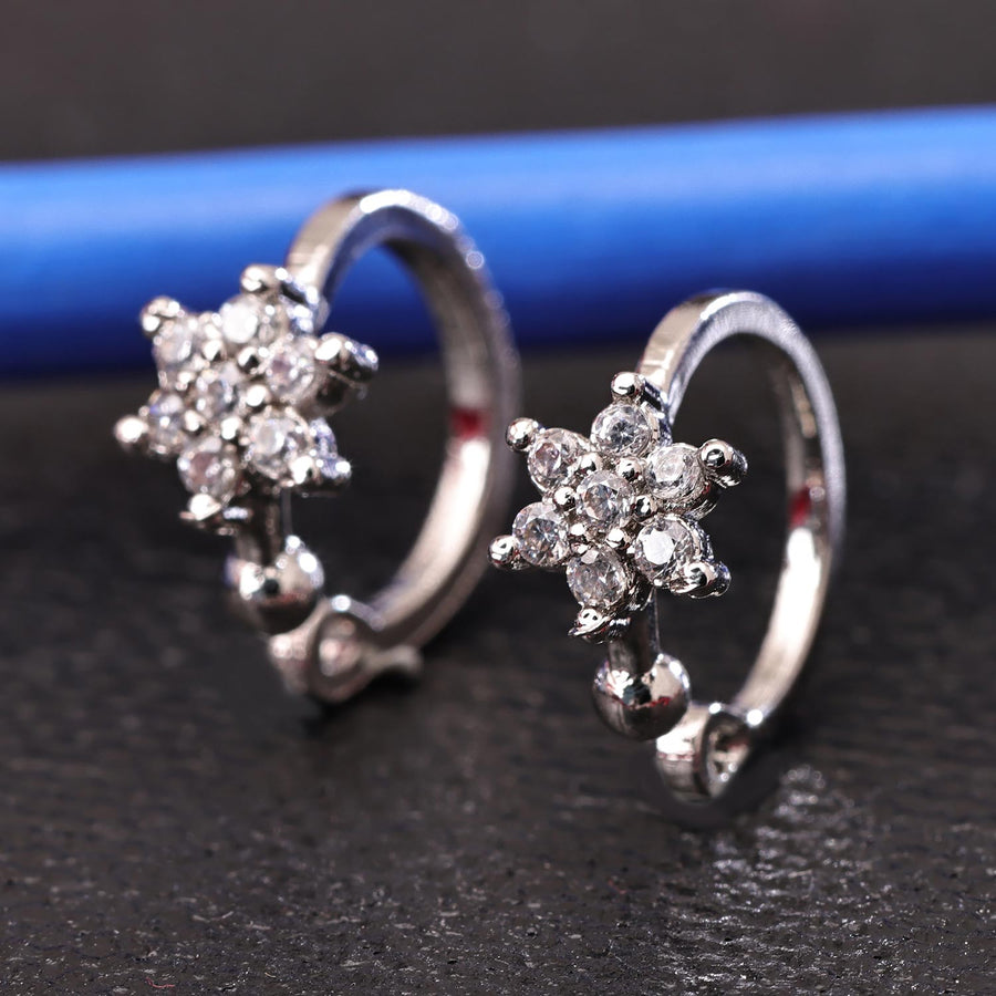 Sukkhi Fancy Silver Rhodium Plated CZ Nosepin for Women