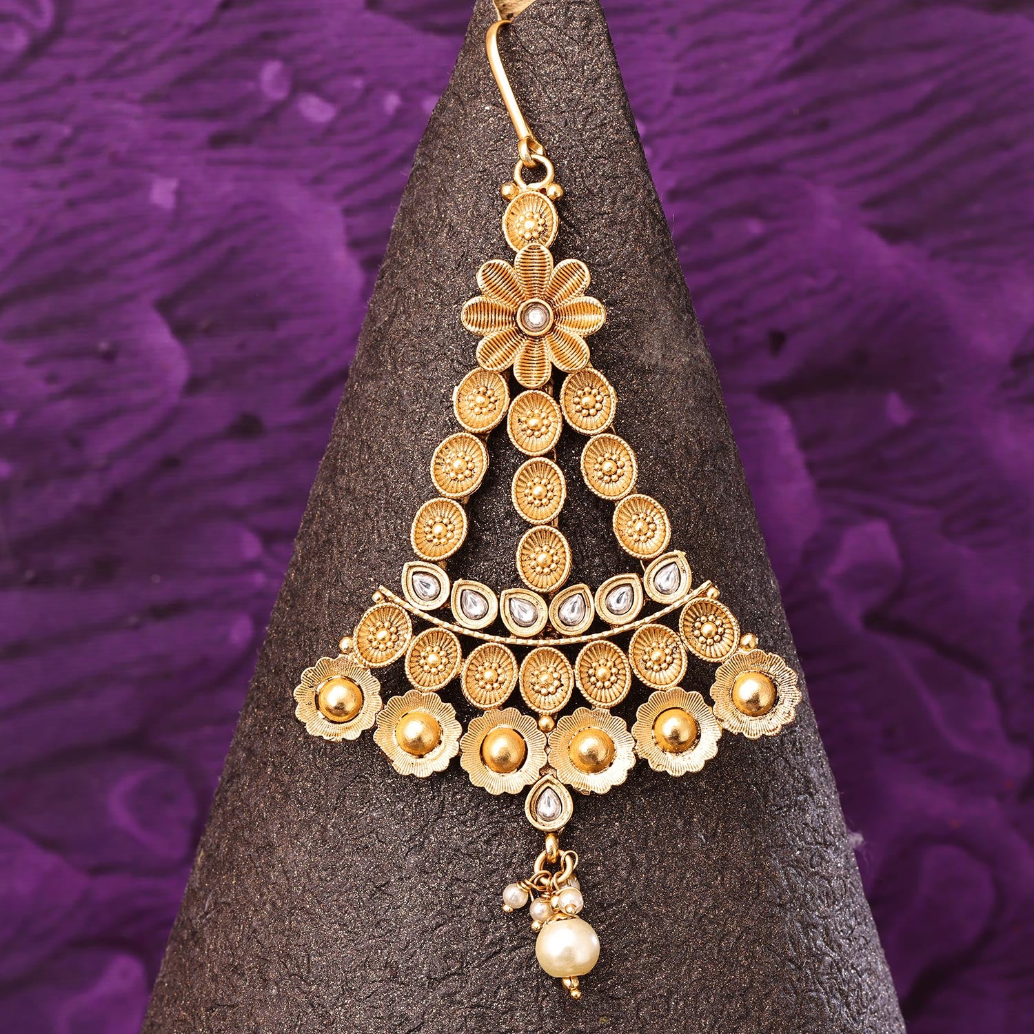 Sukkhi Sparkling Golden Gold Plated Kundan Pasa for Women