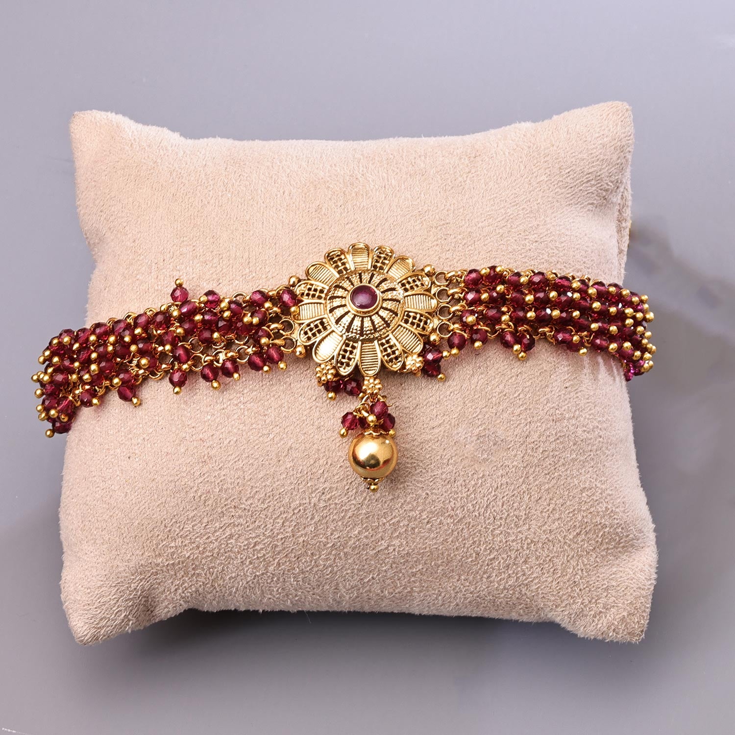 Sukkhi Glorious Maroon Gold Plated Pearl Bajuband for Women