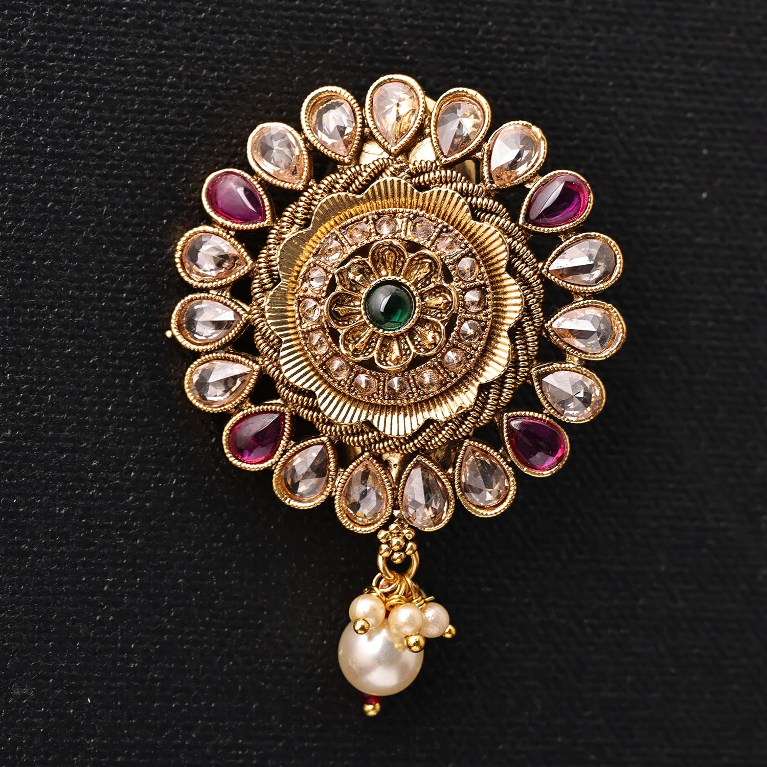 Sukkhi Exclusive Maroon Gold Plated Pearl Brooch for Women