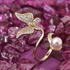 Sukkhi Attractive Golden Butterfly Gold Plated CZ Ring for Women