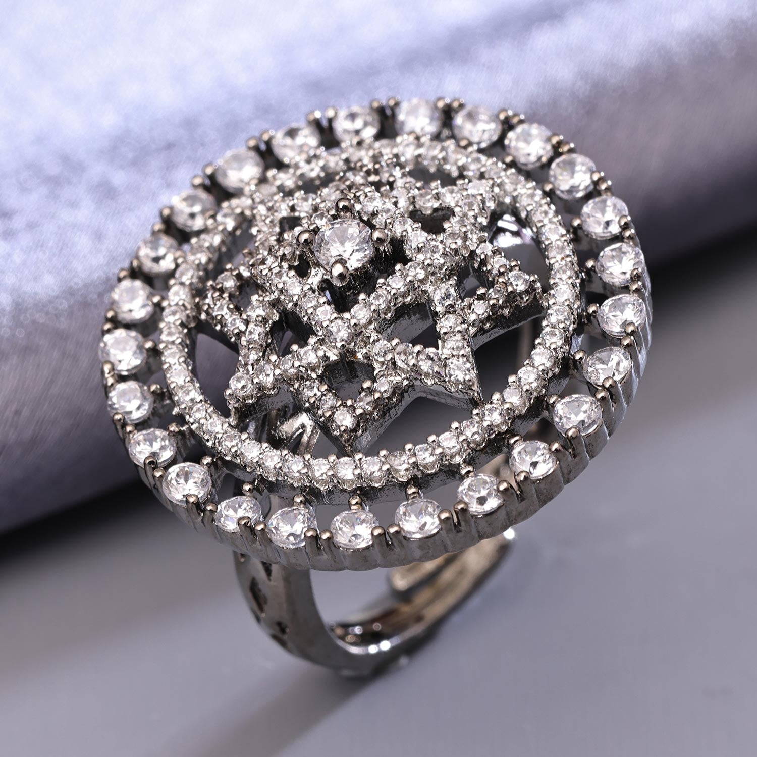 Sukkhi Incrediable Silver Rhodium Plated CZ Ring for Women