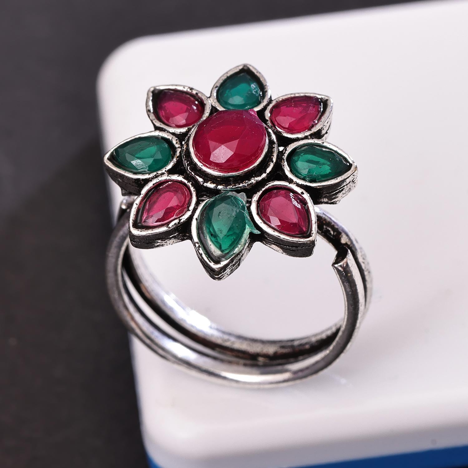 Sukkhi Eye Silver Rhodium Plated Pearl Ring for Women