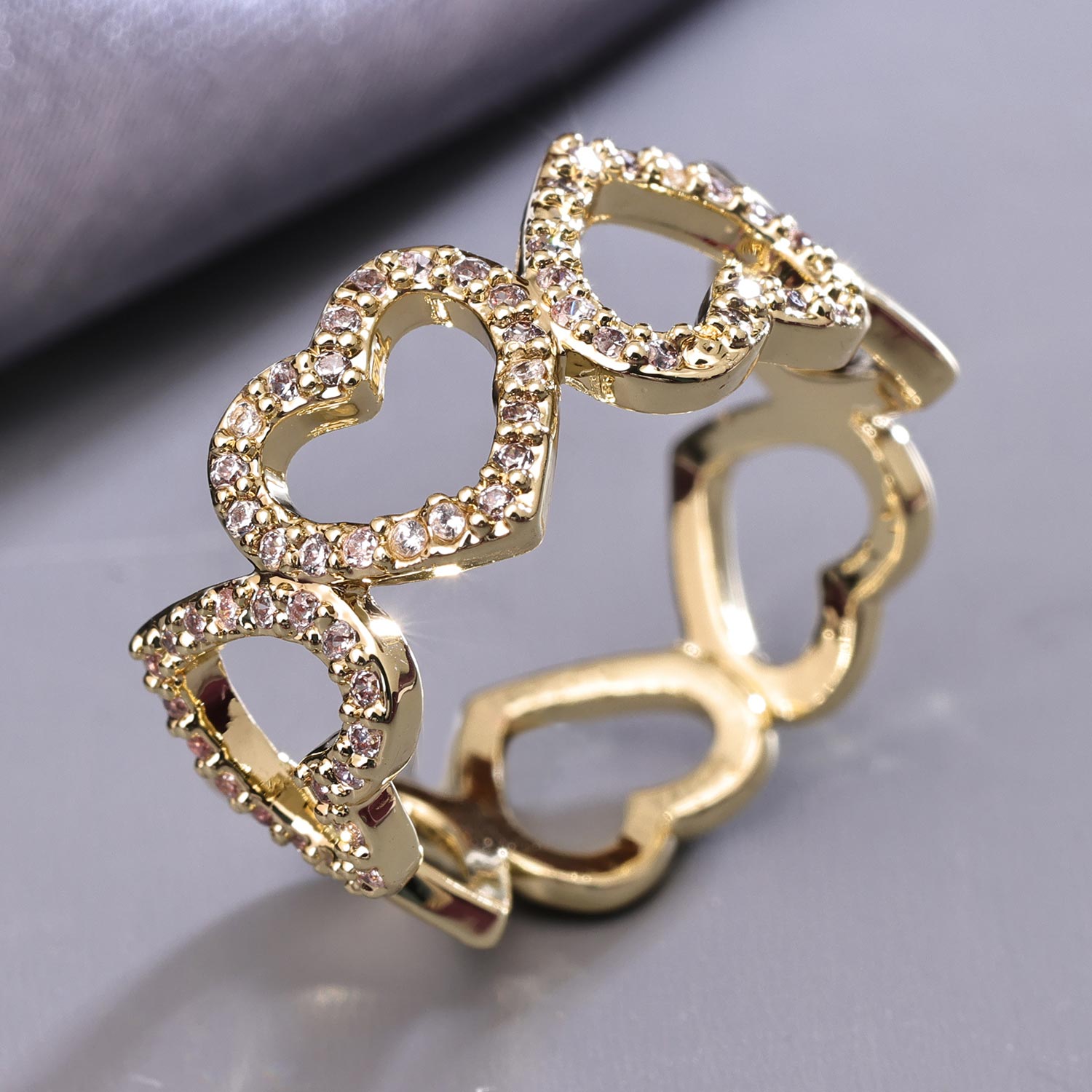 Sukkhi Beautiful Golden Heart Gold Plated CZ Ring for Women
