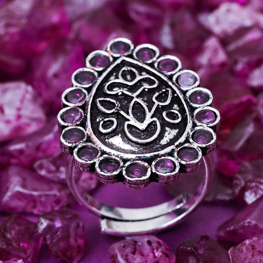 Sukkhi Exclusive Silver Oxidised Pearl Ring for Women