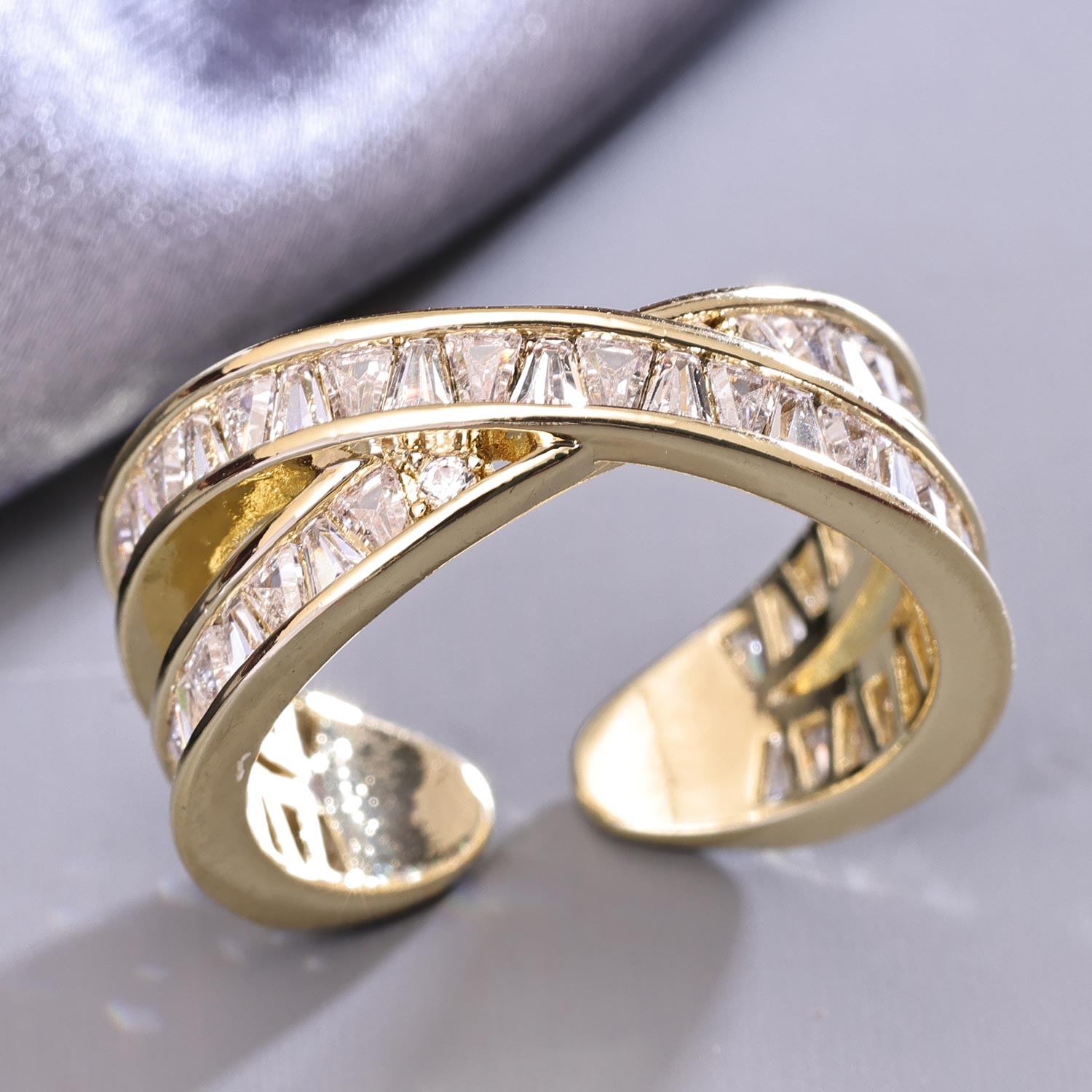 Sukkhi Fabulous Golden Gold Plated CZ Ring for Women