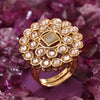 Sukkhi Gleaming Golden Gold Plated Pearl Ring for Women