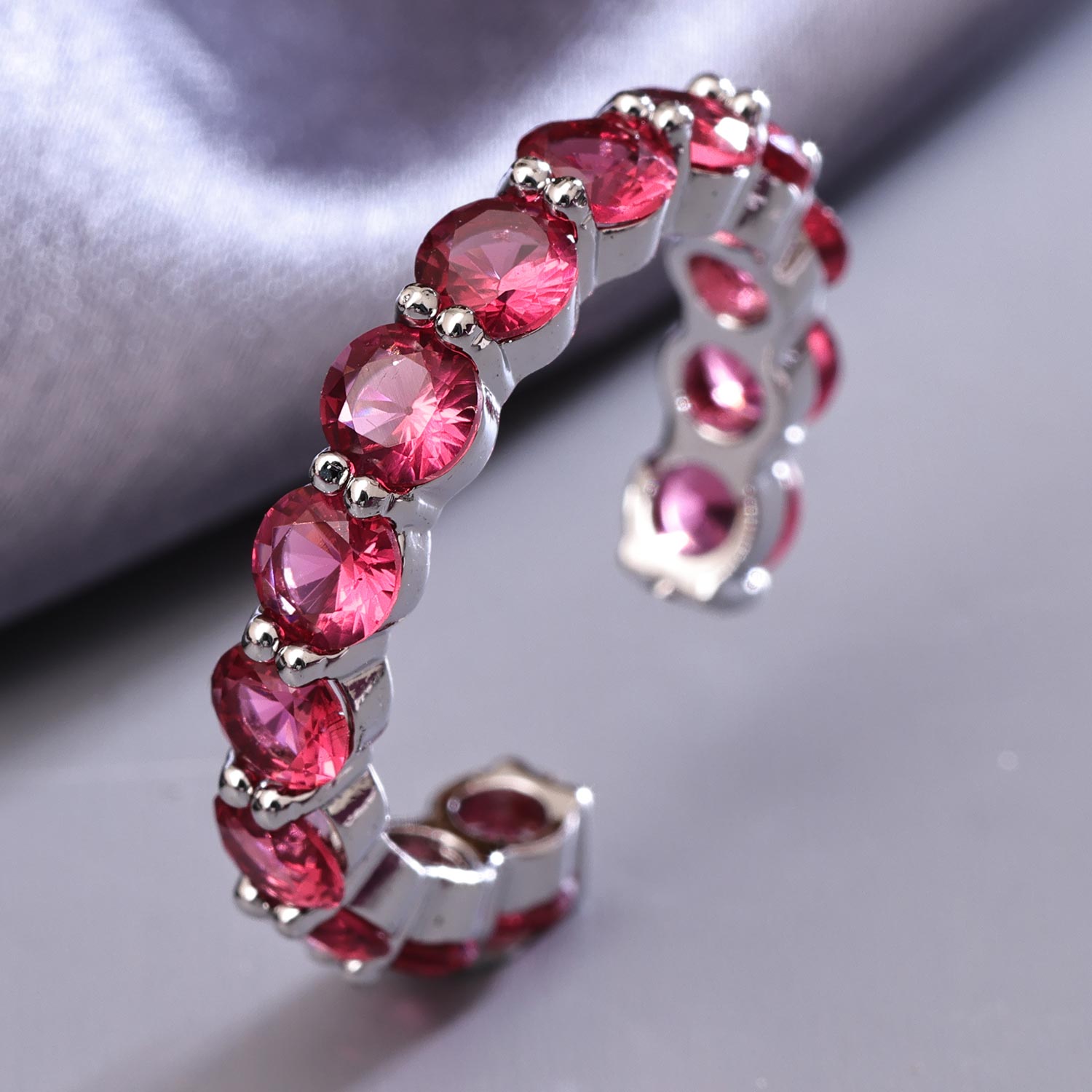 Sukkhi Spectacular Pink Rhodium Plated CZ Ring for Women