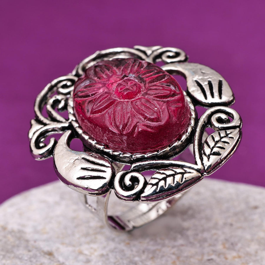 Sukkhi Designer Silver Oxidised Pearl Ring for Women