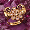 Sukkhi Classy Golden Elephant Gold Plated Pearl Ring for Women