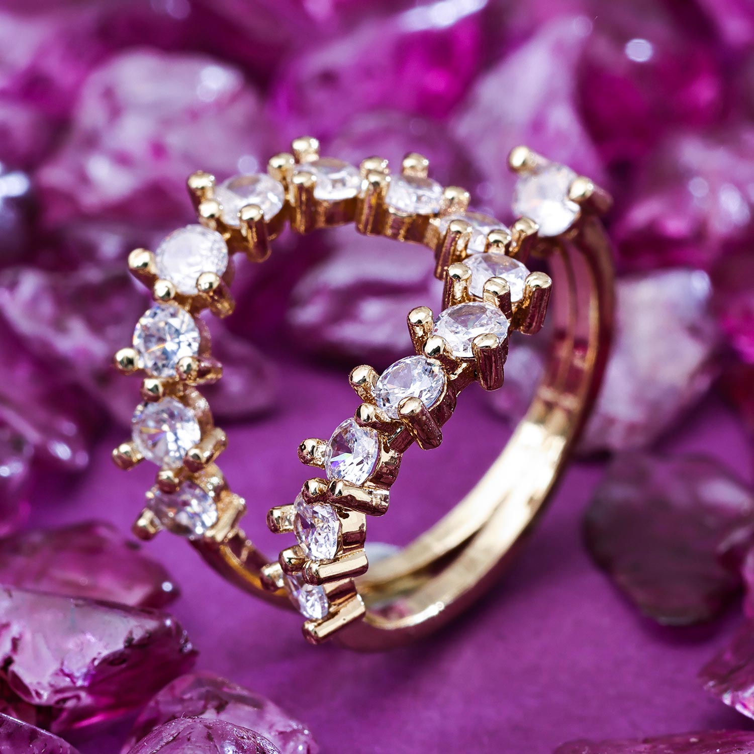 Sukkhi Glossy Golden Gold Plated CZ Ring for Women