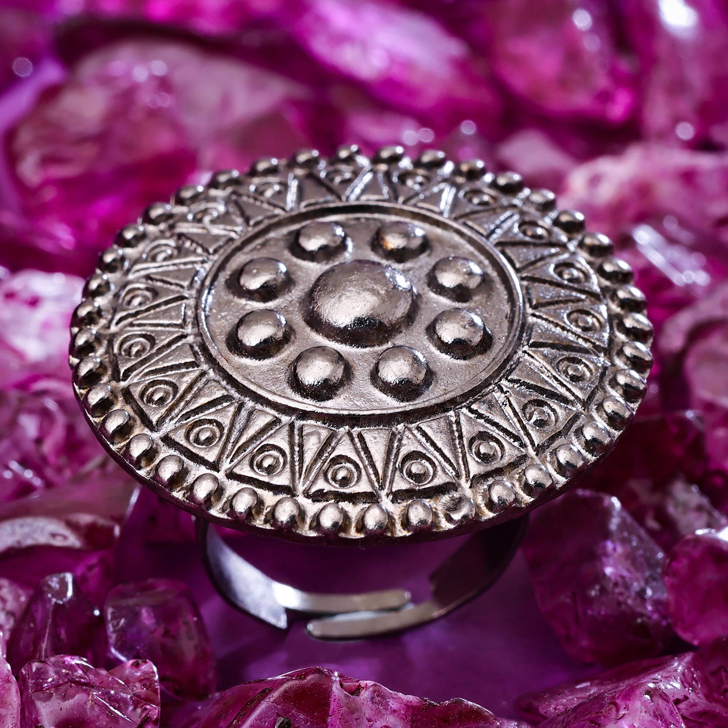 Sukkhi Exclusive Silver Oxidised NA Ring for Women