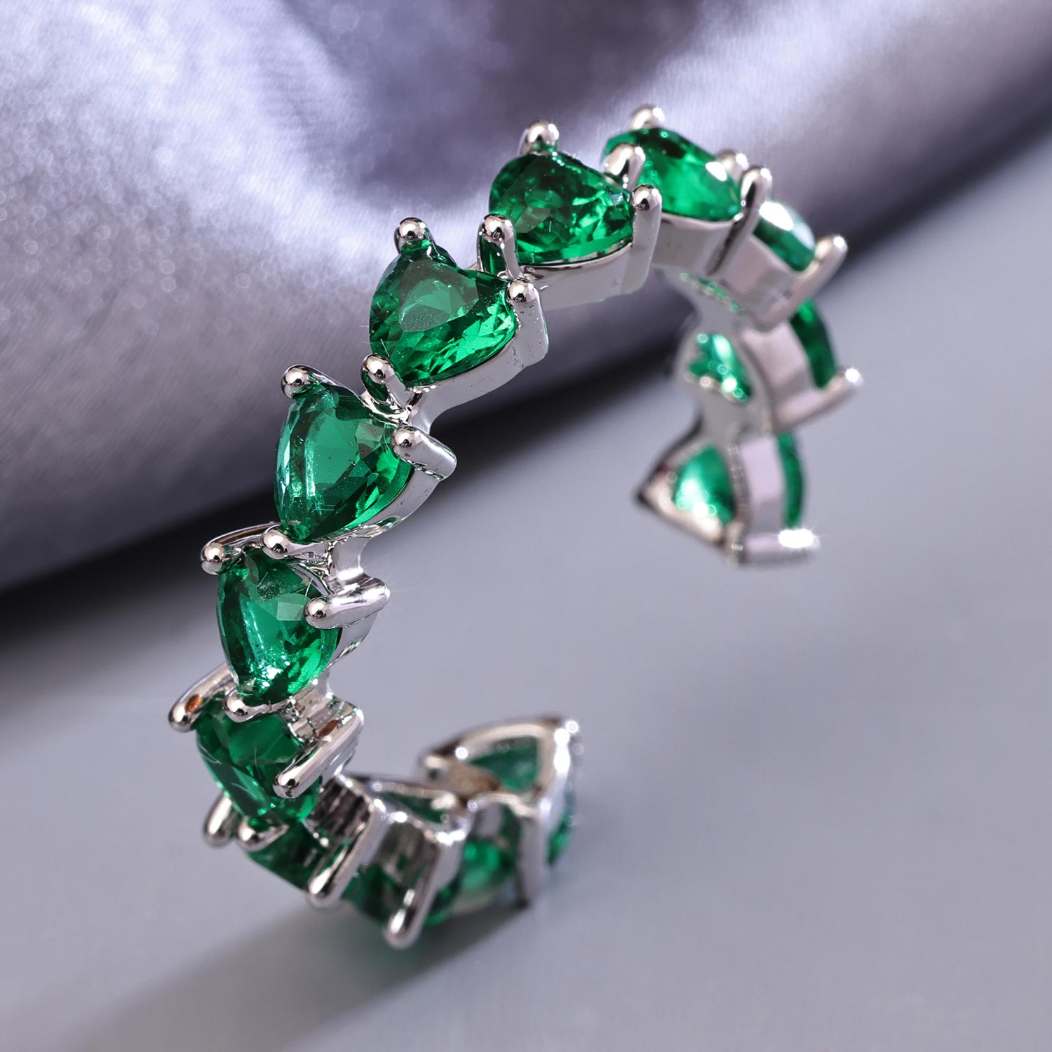 Sukkhi Marvelous Green Rhodium Plated CZ Ring for Women