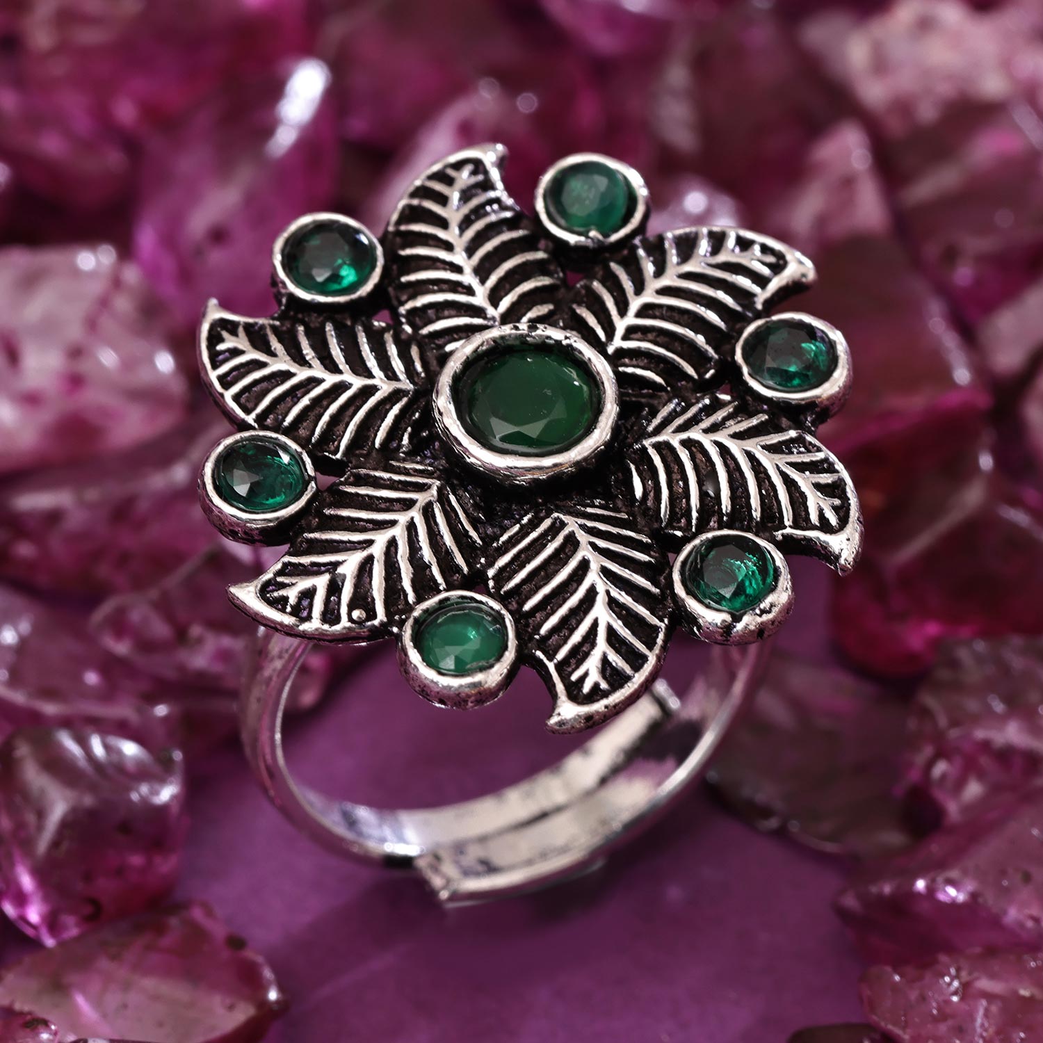 Sukkhi Modern Silver Oxidised Pearl Ring for Women