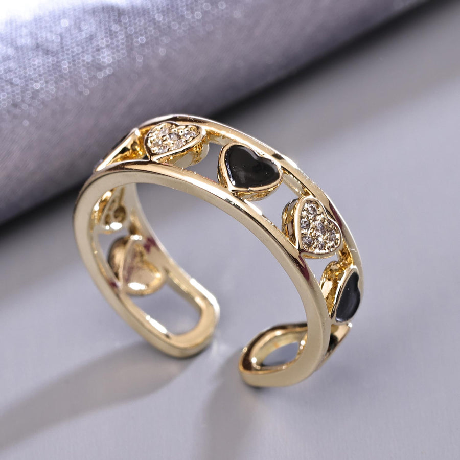 Sukkhi Glimmery Golden Heart Gold Plated CZ Ring for Women 