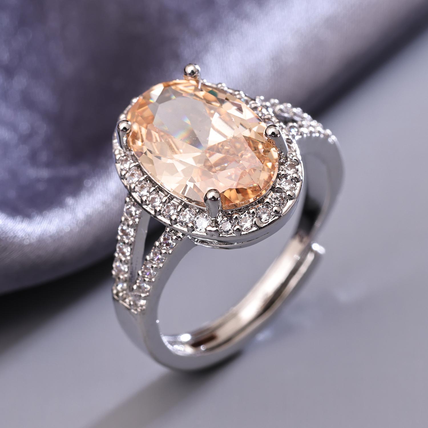 Sukkhi Fancy Silver Rhodium Plated CZ Ring for Women