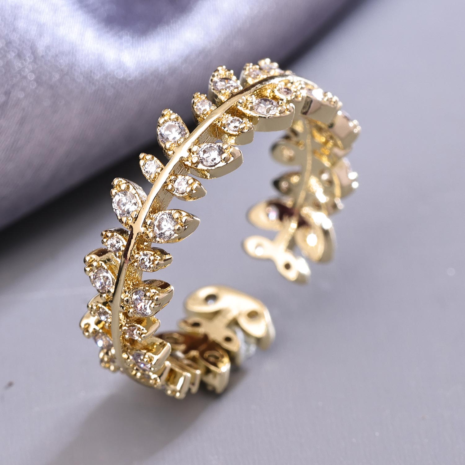 Sukkhi Glittery Golden Gold Plated CZ Ring for Women