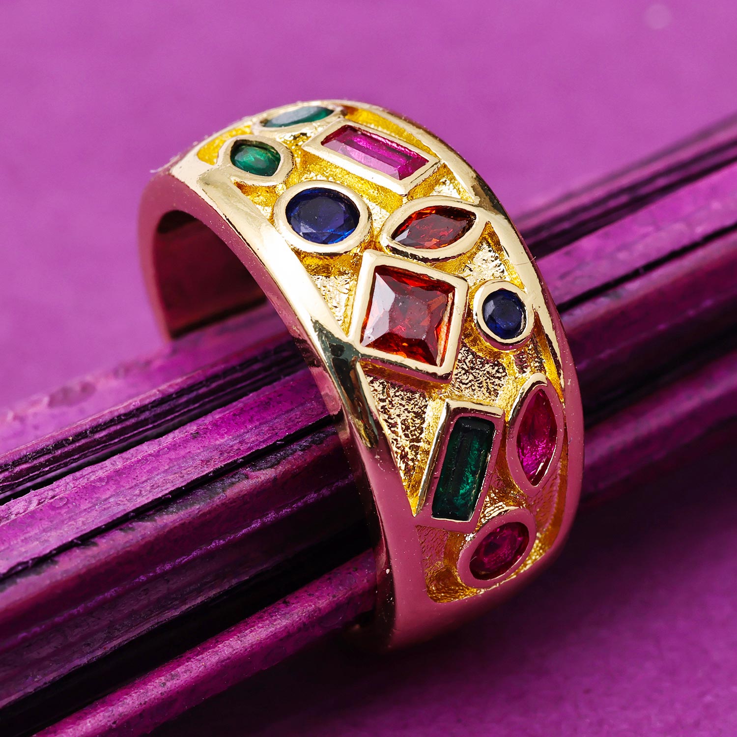 Sukkhi Floral Golden Gold Plated Pearl Ring for Women