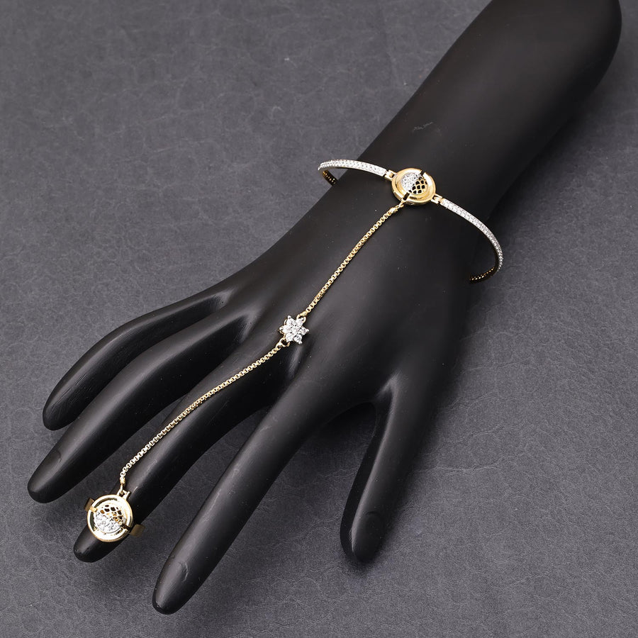 Sukkhi Delightful Golden Gold Plated CZ Haathpan for Women