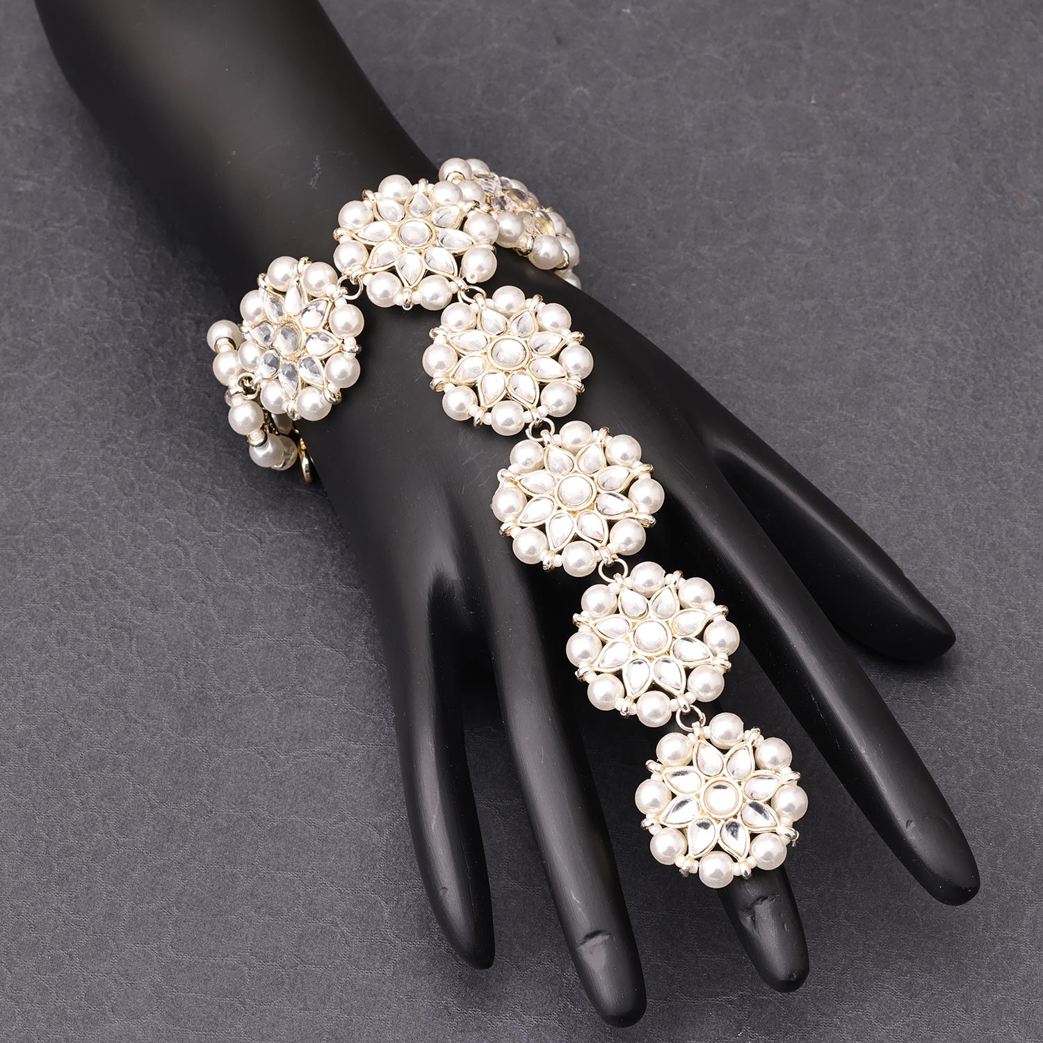 Sukkhi Traditional Golden Gold Plated kundan & Pearl Haathpan for Women