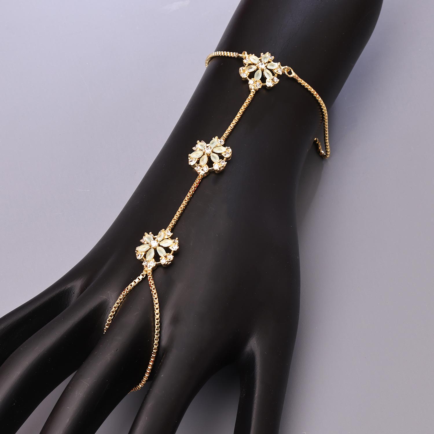 Sukkhi Gleaming Golden Gold Plated CZ Haathpan for Women