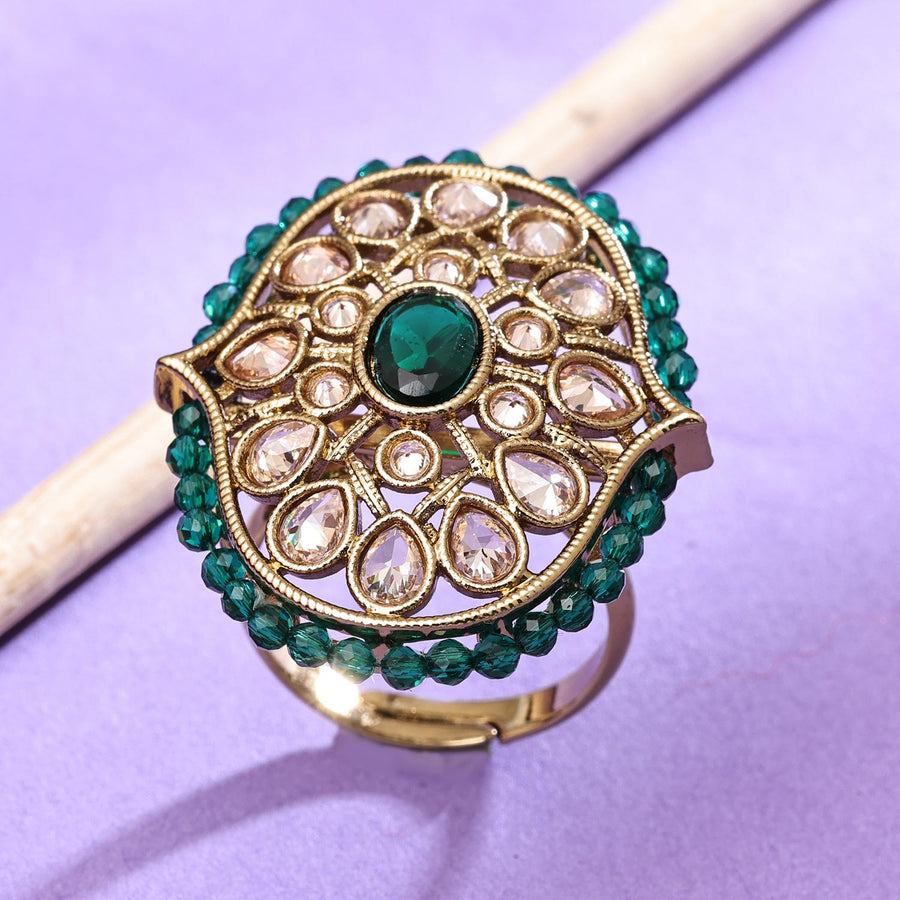 Sukkhi Glittery Golden Gold Plated Pearl Ring for Women