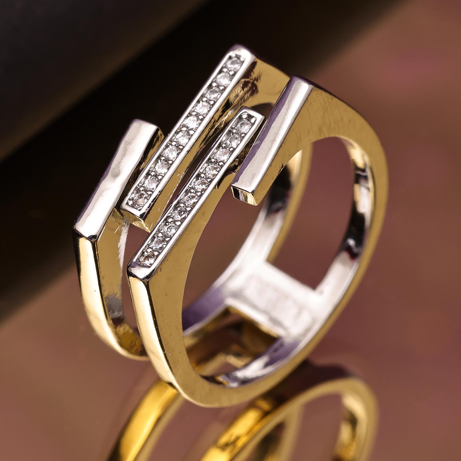 Sukkhi Gleaming Silver Rhodium Plated CZ Ring for Women