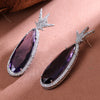 Sukkhi Hypnotizing Purple Rhodium Plated Color Stone Drop Earring For Women