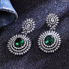 Sukkhi Tantalizing Green Rhodium Plated Color Stone Drop Earring For Women