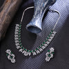 Sukkhi Titillating Green Rhodium Plated Cz Choker Necklace Set For Women