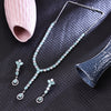 Sukkhi Beckoning Sky Blue Rhodium Plated Cz Collar Necklace Set For Women