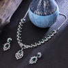 Sukkhi Inviting Green Rhodium Plated Cz Collar Necklace Set For Women