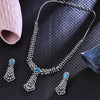 Sukkhi Winning Blue Rhodium Plated Cz Collar Necklace Set For Women