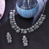 Sukkhi Delightful Sky Blue Rhodium Plated Cz Choker Necklace Set For Women